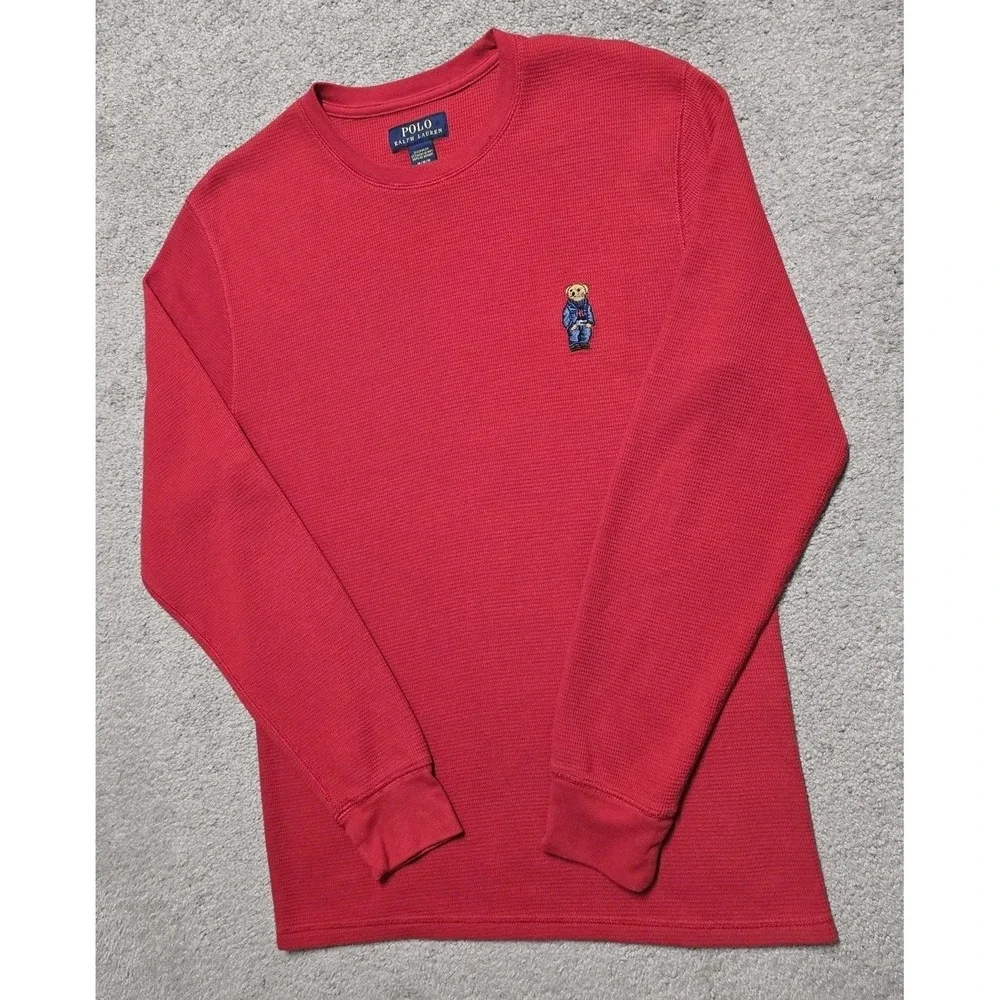 Polo Ralph Lauren Men's Size M Denim Polo Bear L/S Waffle Knit Thermal T-Shirt